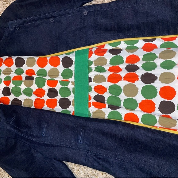 J Crew linen blend navy blue peplum button front jacket blazer - Picture 8 of 9